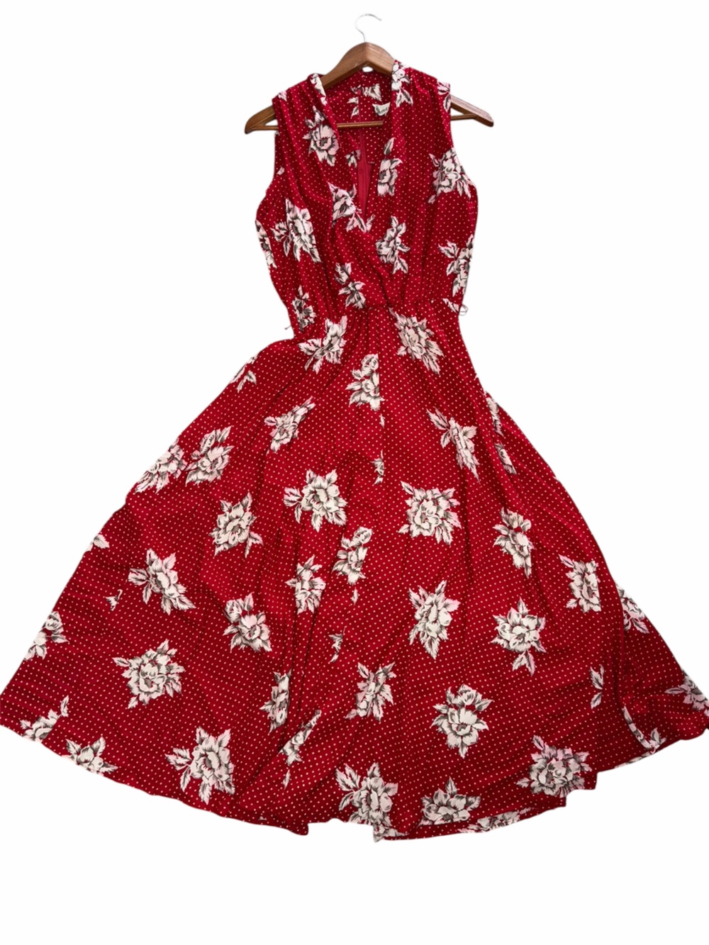 Red Floral Polka Dot Dress